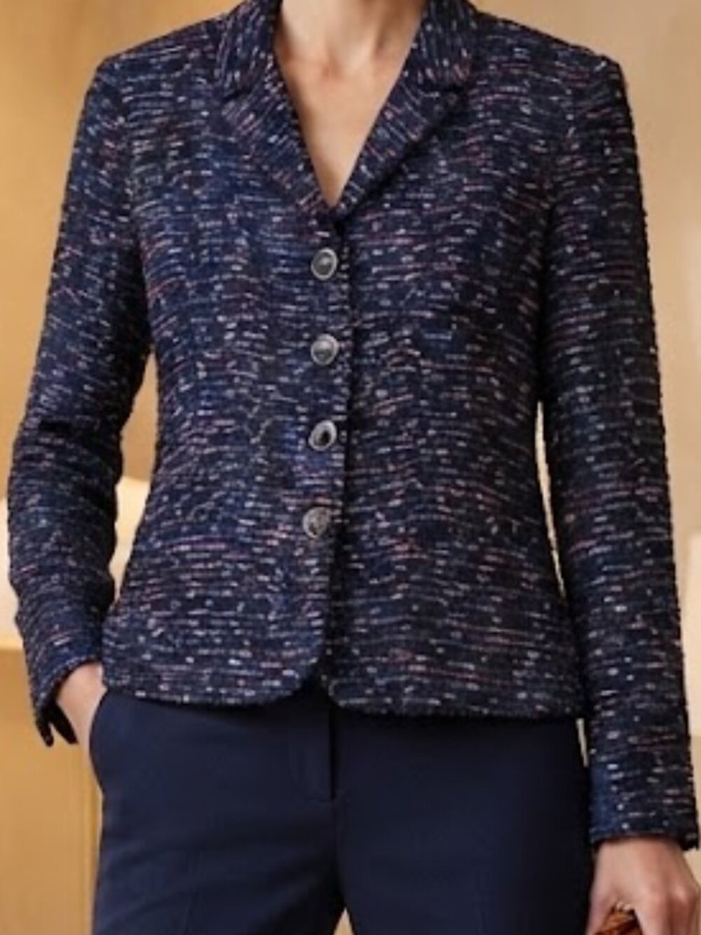 Lafayette 148 New York Tweed Blazer in Blue & Pink Size 4